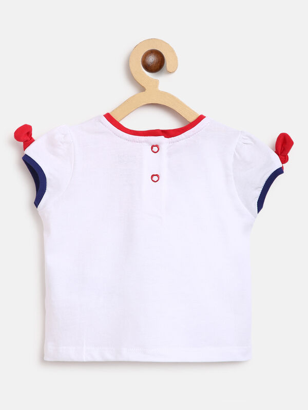Girls White & Red Printed 2 Pc Set T-shirt with Short Trouser image number null